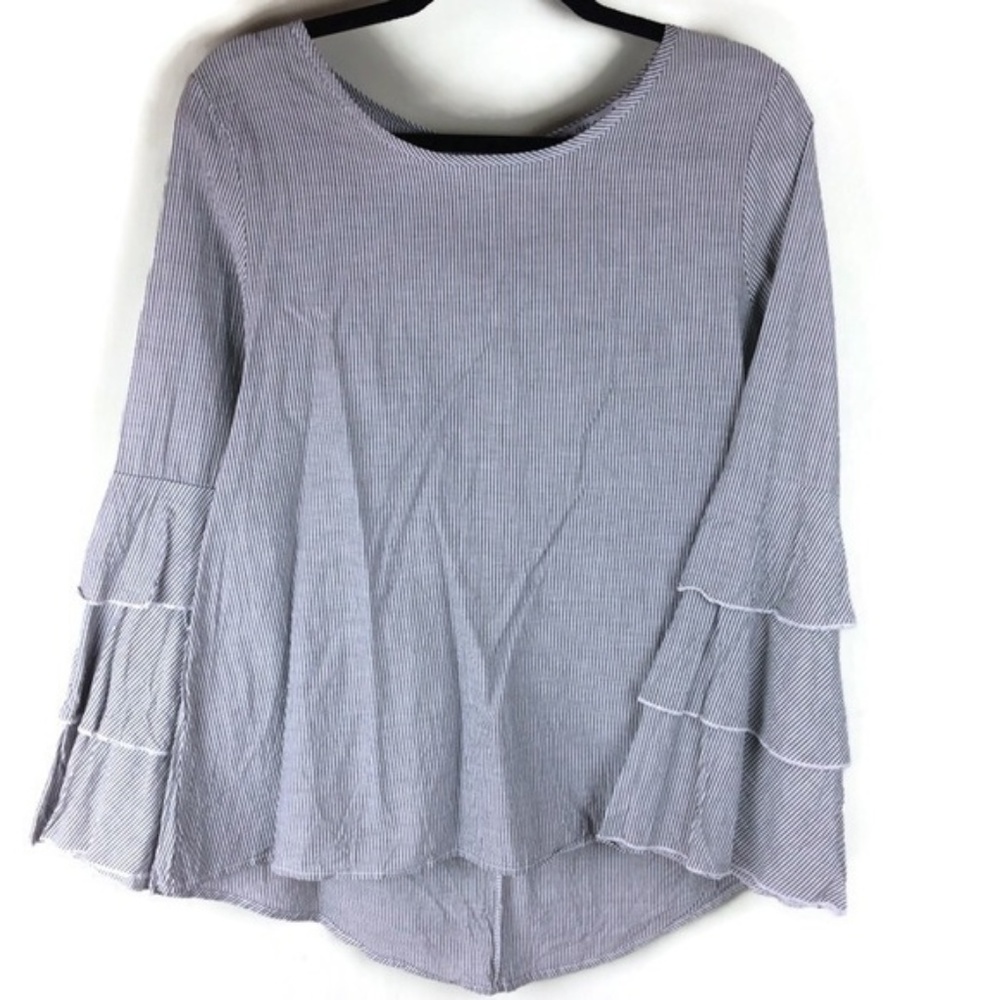 Wilde Striped Top with Ruffle Bell Sleeves